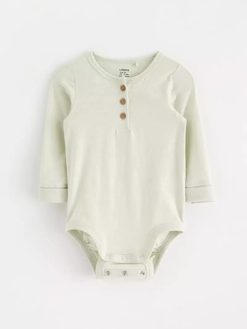 Bodysuit with henley collar