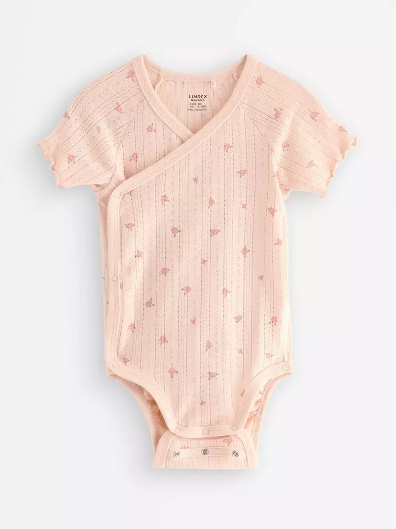 Wrap bodysuit in pointelle